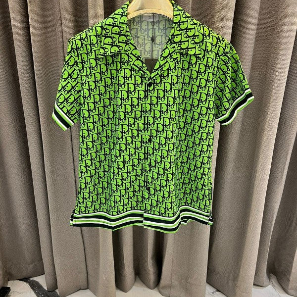 Christian Dior Oblique Black Half Sleeves Shirt (Oblique Design)