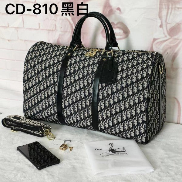 Christian Dior Premium Duffle Bag With Dust Bag CD 810 Grey And White (Premium Edition)