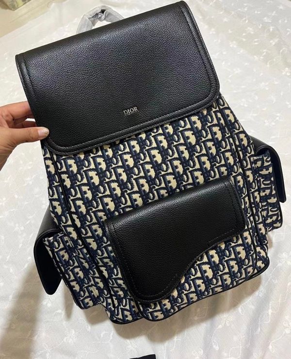 Christian Dior Saddle Backpack With Premium Embroidery, Dust Bag & Bill (Exclusive Embroidery)