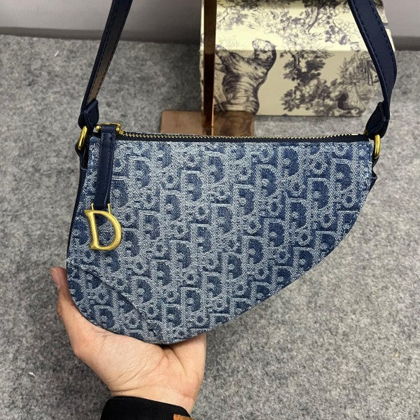Christian Dior Saddle Rodeo Denim With Original Box & Dust Bag (8110 Denim) Premium Bags