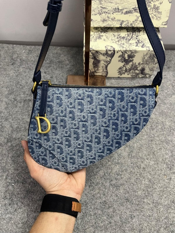 Christian Dior Saddle Rodeo Denim With Original Box & Dust Bag (8110 Denim) Premium Bags
