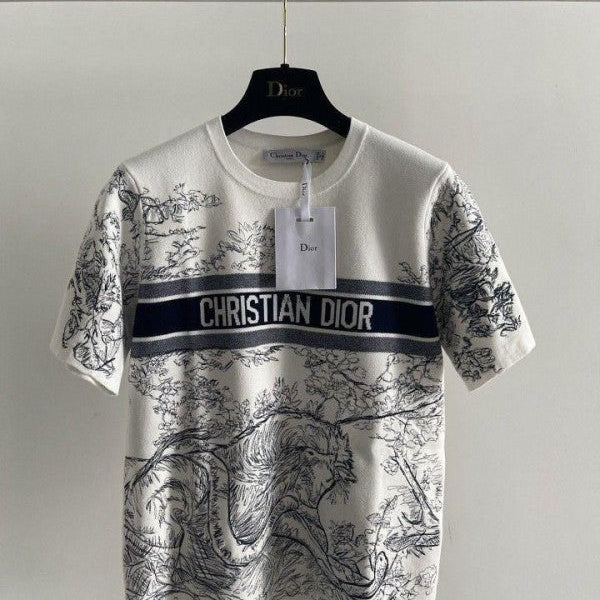 Christian Dior White Cloud Print Imported Oversized T-Shirt 