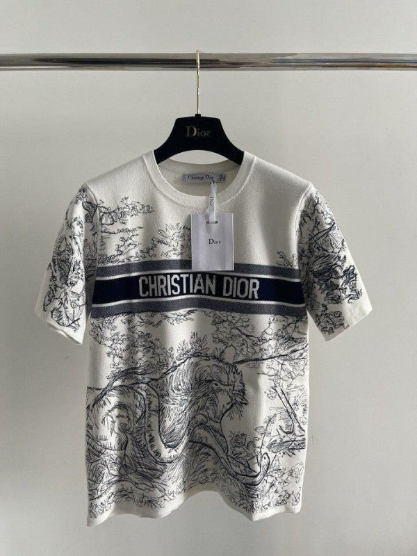 Christian Dior White Cloud Print Imported Oversized T-Shirt 
