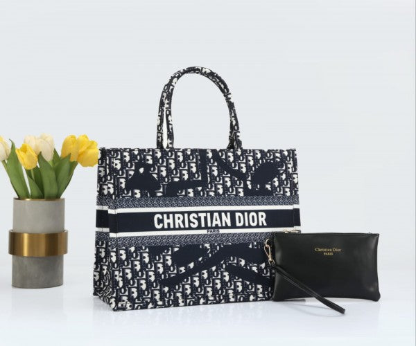 Christian Dior Zipper Book Tote With Small Wallet, Dust Bag Exclusive Bags (Tote)