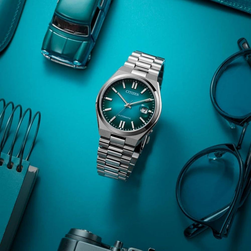 Citizen Tsuyosa Automatic Watch Turquoise Blue Dial Steel Bracelet 40 mm Watch