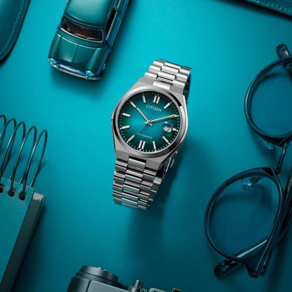 Citizen Tsuyosa Automatic Watch Turquoise Blue Dial Steel Bracelet 40 mm Watches