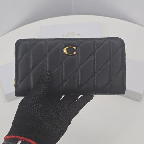 Coach Accordion Pillow Zipper Wallet With OG Box Dust Bag Black-857