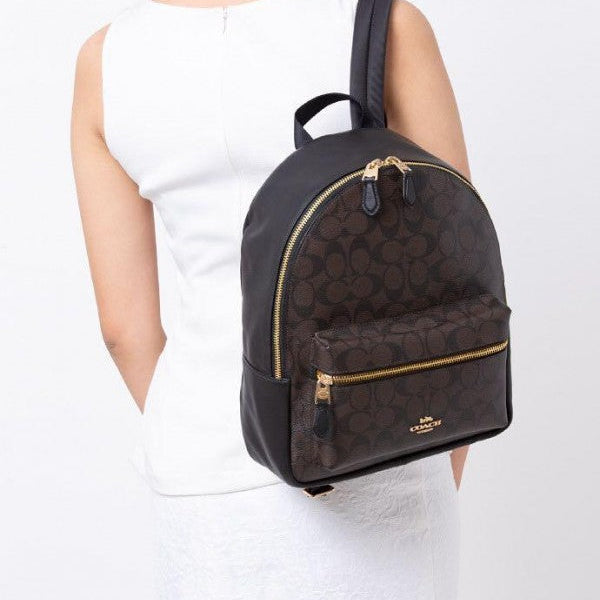 Coach Backpack Premium Quality Signature Black Canvas With OG Box & Dust Bag (Premium Signature)
