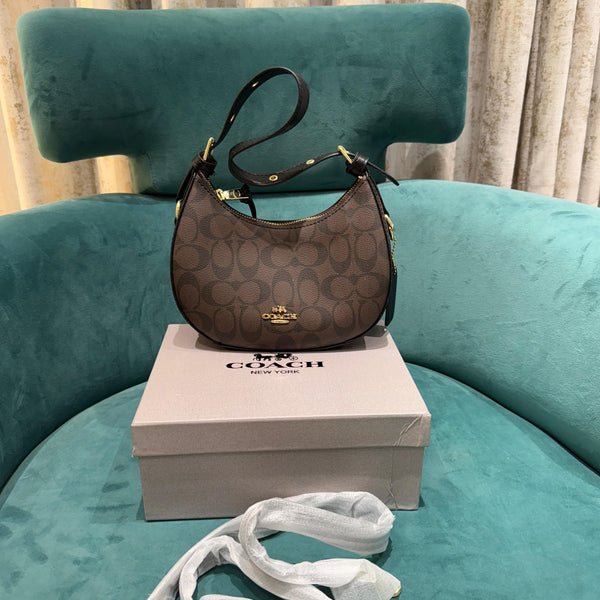 Coach Carmen Mini Crossbody In Signature Jacquard Coffee Ticket With OG Box & Dust Bag 2750