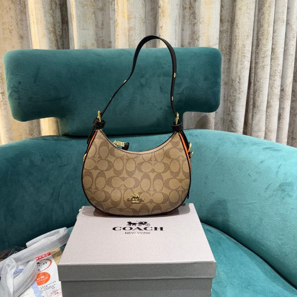 Coach Carmen Mini Crossbody In Signature Jacquard Dark Apricot With Orange OG Box & Dust Bag 2750 Bags (Crossbody)