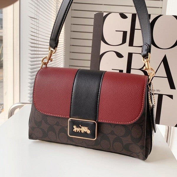 Coach Grace Shoulder Bag In Signature Canvas With OG Box & Dust Bag Maroon (Limited Edition)