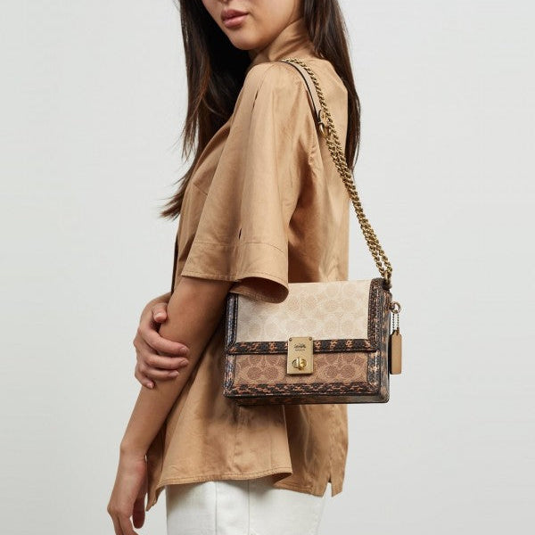 Coach Hutton Shoulder Bag With OG Box & Dust Bag (Brown-273)