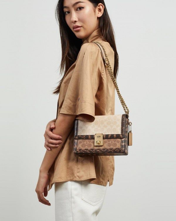 Coach Hutton Shoulder Bag With OG Box & Dust Bag (Brown-273)