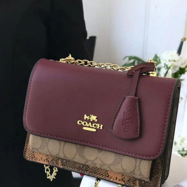 Coach Klare Signature Crossbody Bag With OG Box &Dust Bag (Wine 1001)