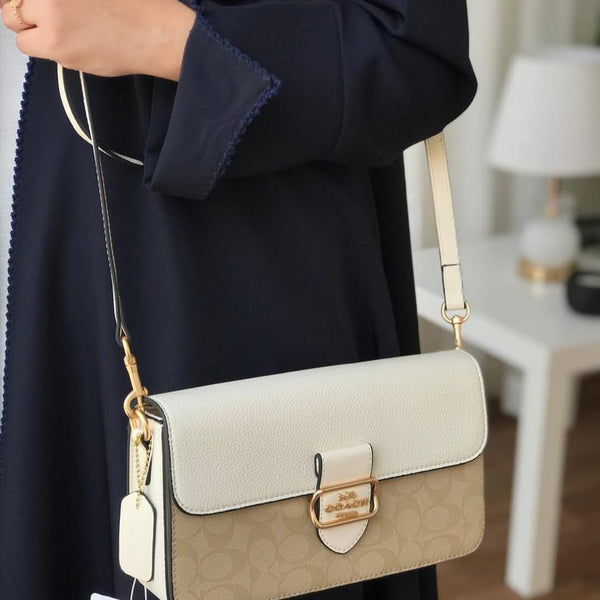 Coach Morgan 27 Shoulder Bag With OG Box & Dust Bag (5710 Apricot whiteBeige)