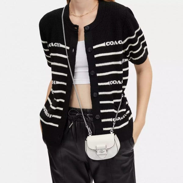 Coach Morgan Card Case On A Chain In Signature Canvas White CK439 With OG Box & Dust Bag (Collectors White)