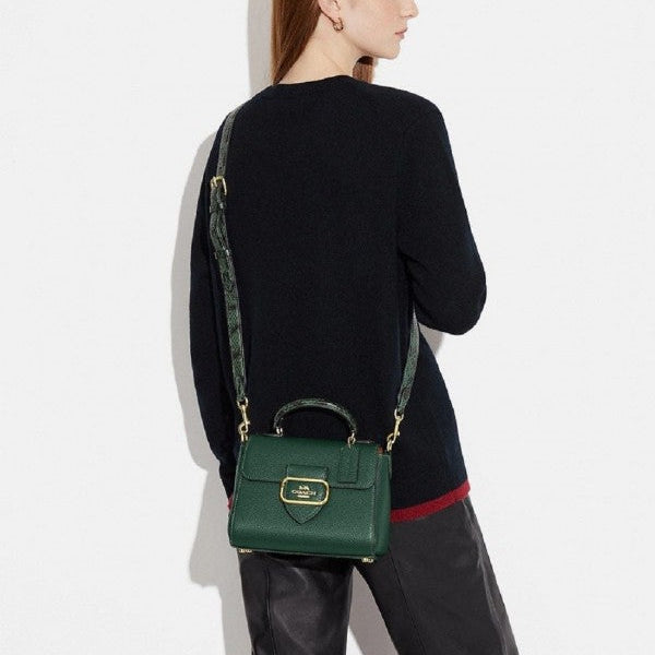 Coach Morgan Top Handle Signature Bag With OG Box & Dust Bag Green-344 (Premium Green)