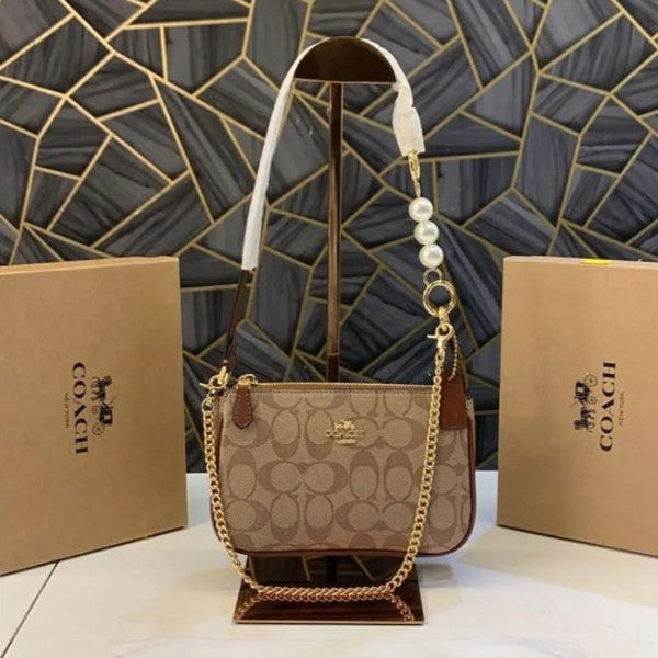 Coach Nolita 18 Brown Sling Bag With Box Dust Bag Sling Chain
