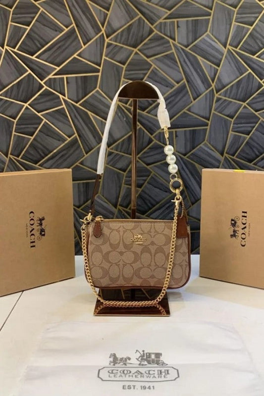 Coach Nolita 18 Brown Sling Bag With Box Dust Bag Sling Chain