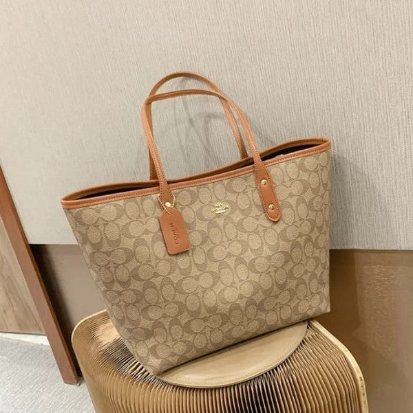 Coach Signature City Tote Bag with OG Box & Dust Bag (Caramel Color - 55398)