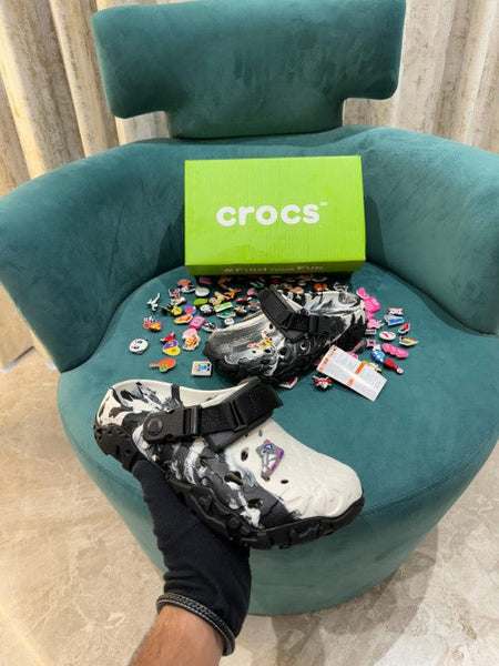 Crocs All Terrain Atlas Black/White Clogs Sandals With Jibbitz