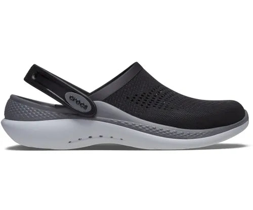 Crocs Unisex Lite Ride 360 Clog Black with Grey & Slate Sole