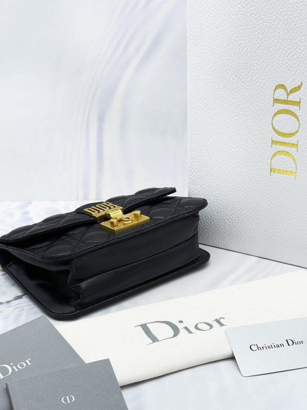 Dior Addict Flap Oblique Leather Sling Bag With OG Box & Dust Bag Black Deluxe