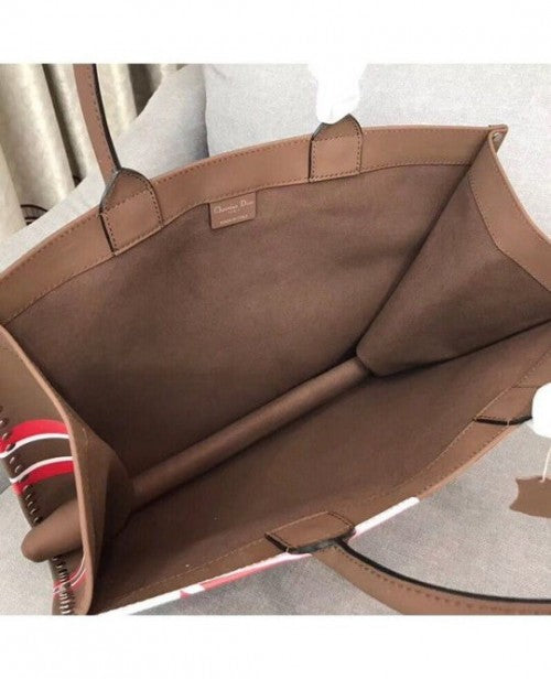 Dior Book Tote In Multicolor Fire Element Hand Painted Limited