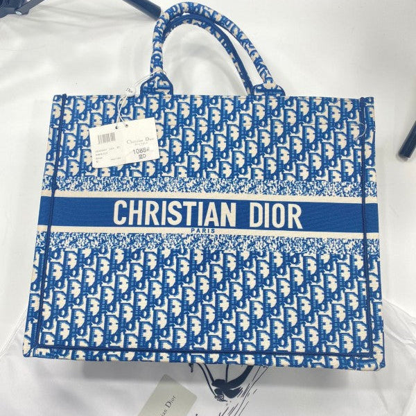 Dior Book Tote Oblique Embroidery With OG Box & Dust Bag & Scarf ( Blue - M929 41Cm)