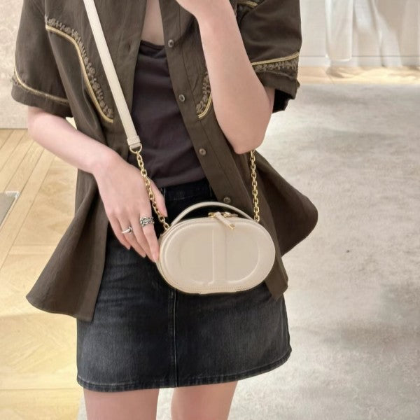 Dior CDSignature Oval Camera Bag With OG Box & Dust Bag White Limited