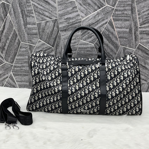 Dior Duffle Black White Bag With Dust Cover and Belt Premium