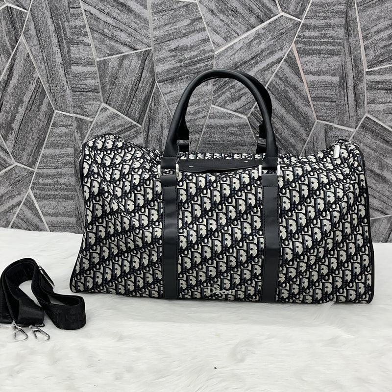 Dior Duffle Black White Bag With Dust Cover and Belt Premium