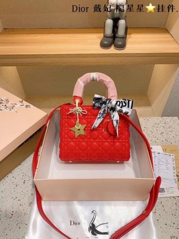 Dior Lady My ABC Elite Quality With OG Box & Dust Bag & Scarf With Star Charm Red 295 Deluxe