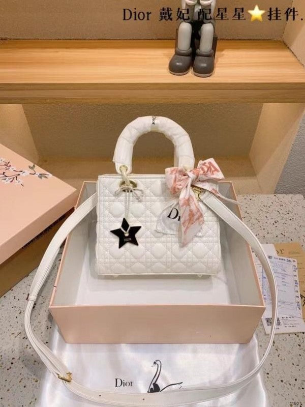 Dior Lady My ABC Elite Quality With OG Box & Dust Bag & Scarf With Star Charm White 292 Deluxe