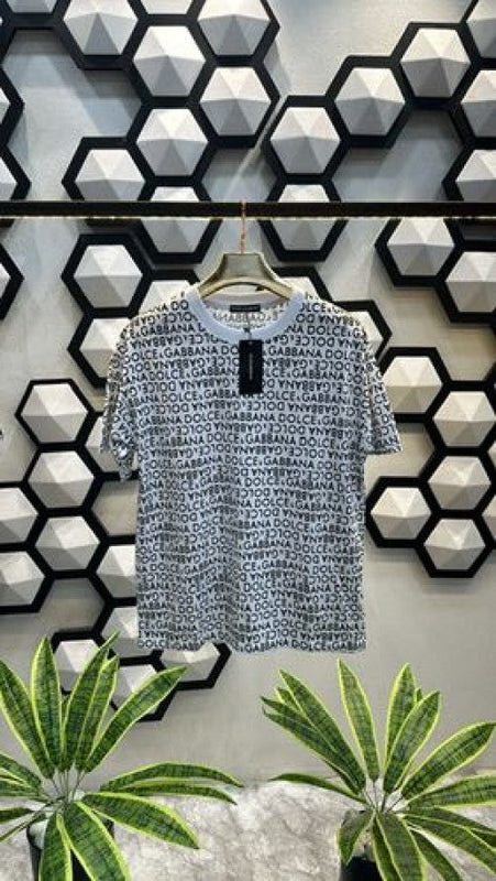 Dolce & Gabbana Logo Monogram Print Premium White T-Shirt Deluxe