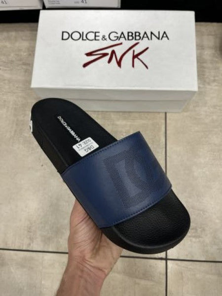 Dolce Gabbana Premium Slides Blue Signature