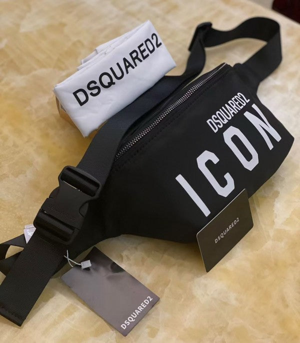 Dsquared2 Ikon Nylon Waist Pouch Track Belt With Dust Bag D1103 Black Premium