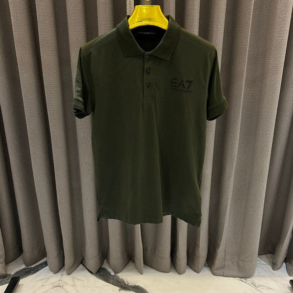Emporio Armani Chest Logo Back Print Polo T-Shirt Dusty Green