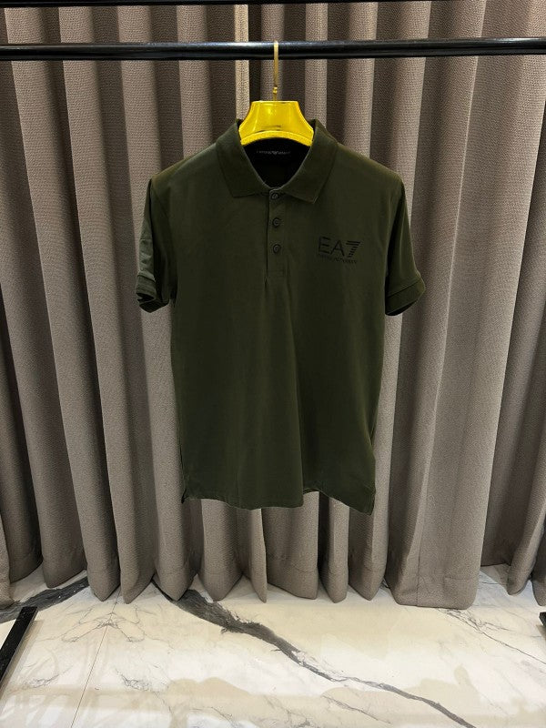 Emporio Armani Chest Logo Back Print Polo T-Shirt Dusty Green