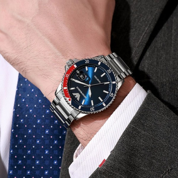Emporio Armani Classic 100M Silver And Blue Watch