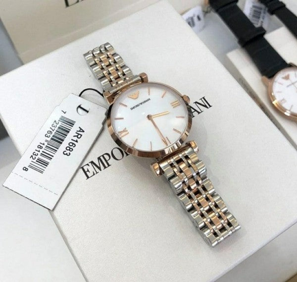 Emporio Armani Classic Silver & Rose Gold Watch