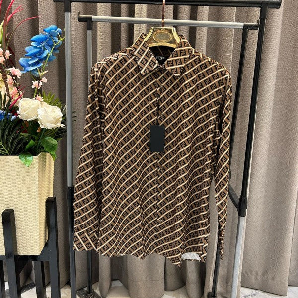 Fendi Full Monogram Brown Full Sleeves Shirt