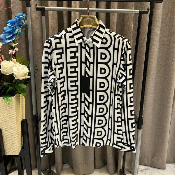 Fendi Full Monogram Full Sleeves Shirt Black