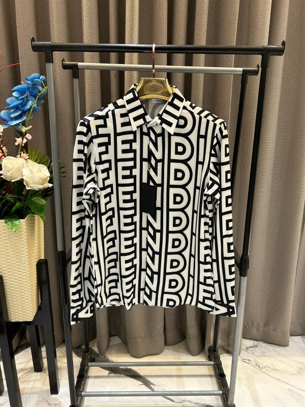 Fendi Full Monogram Full Sleeves Shirt Black