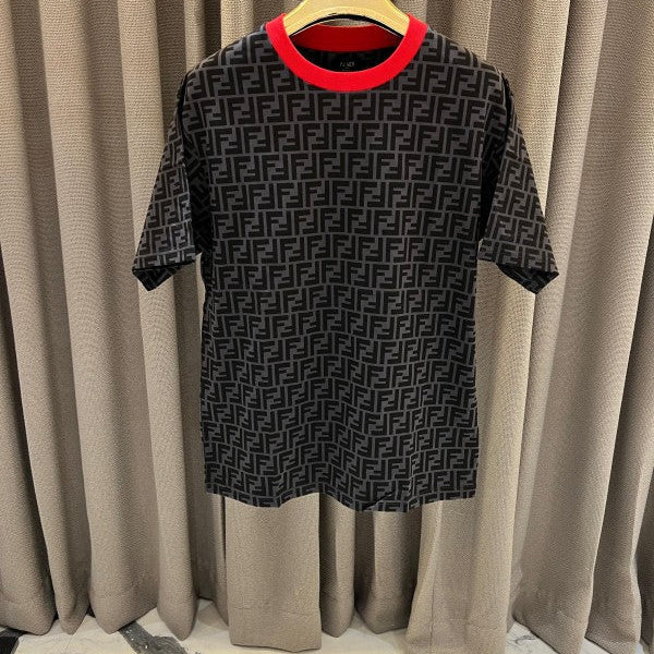 Fendi Full Monogram Round Neck T-Shirt Black