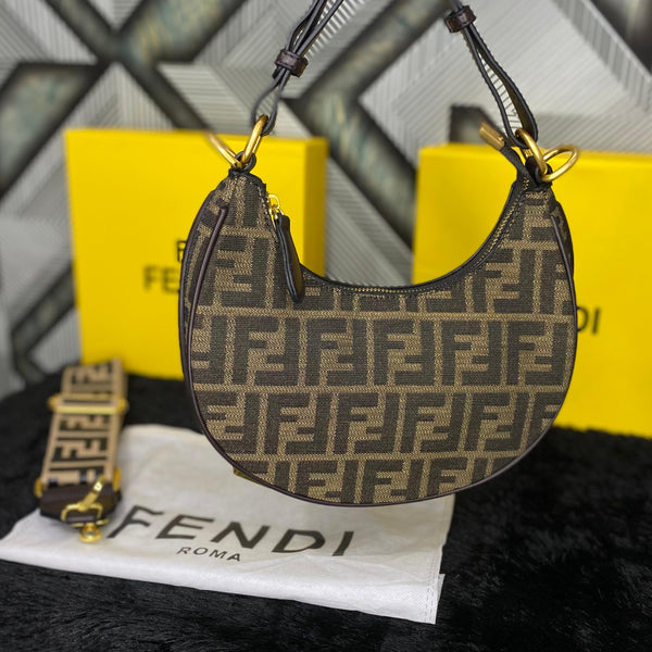 Fendi Graphy Monogram Brown Bag With OG Box & Sling Belt