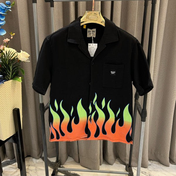Gallery Department Fire Half Sleeves Shirt Black