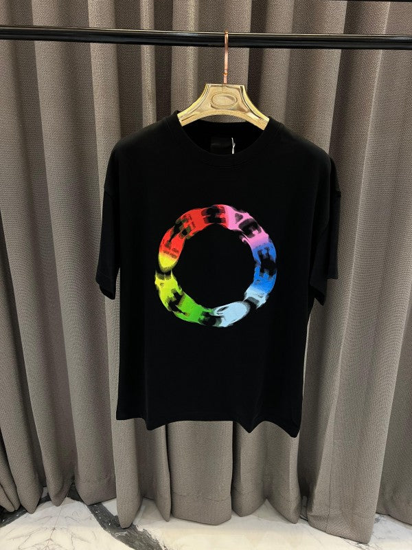Givenchy Middle Brand Print Round Neck T-Shirt Black