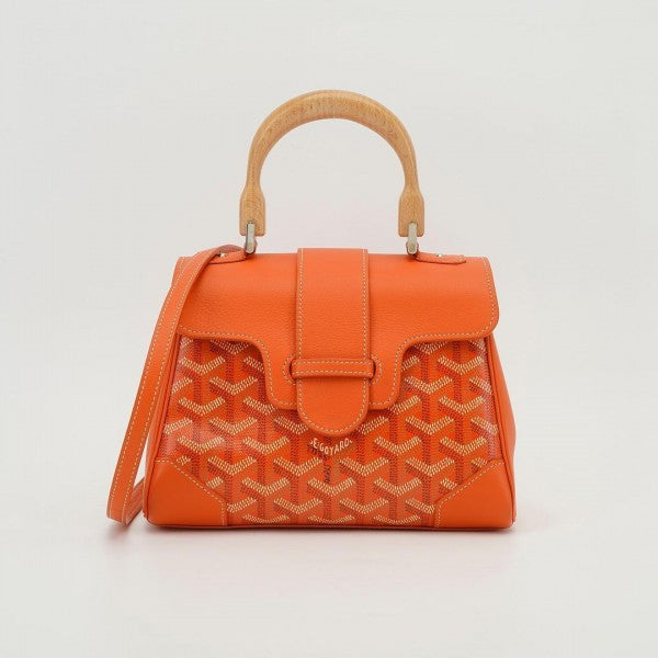 Goyard Navy Blue Goyardine Coated Canvas and Leather Mini Saigon Top Handle Bag With Dust Bag