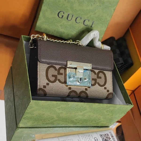 Gucci GG Supreme Monogram Small Padlock Shoulder Bag Black Mystic With OG Box & Dust Bag (409487 Black)